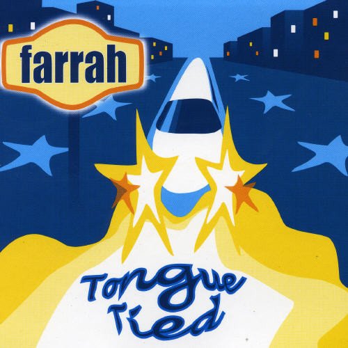 "Album cover with a cartoon rocket and stars, featuring 'farrah' and 'Tongue Tied' text."