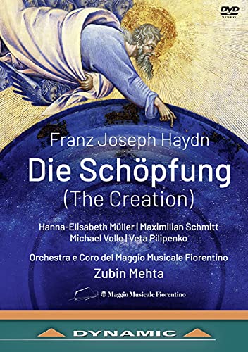 DVD cover for Haydn’s “Die Schöpfung” featuring angelic figures and text.