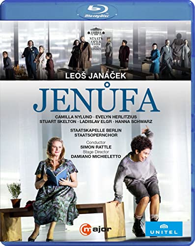 Blu-ray cover for Janacek’s opera *Jenufa* with cast photos.