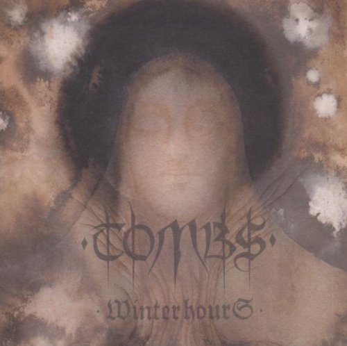 "Album cover art featuring a hooded figure with 'Tombs' and 'Winter Hours' text."
