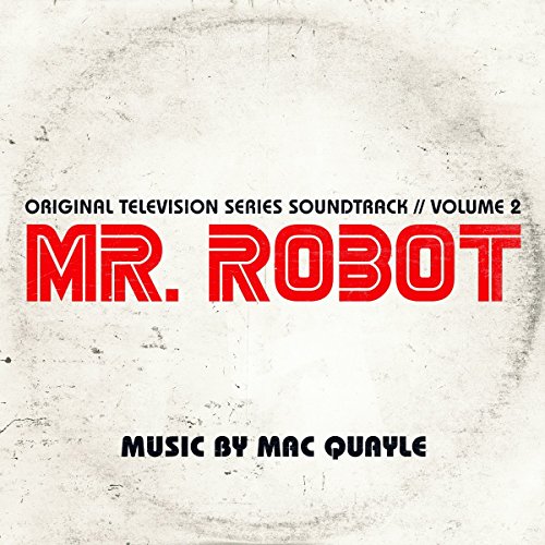 “Mr. Robot” soundtrack volume 2 vinyl record cover with red text on white.