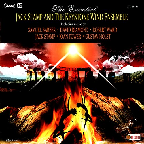 CD cover featuring a fiery landscape and stone monoliths, "Jack Stamp" title.