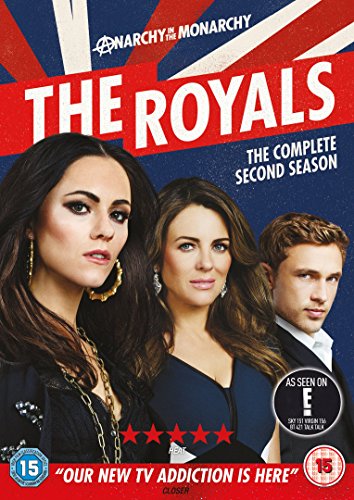 DVD cover for "The Royals" Season 2 featuring three actors and a Union Jack.