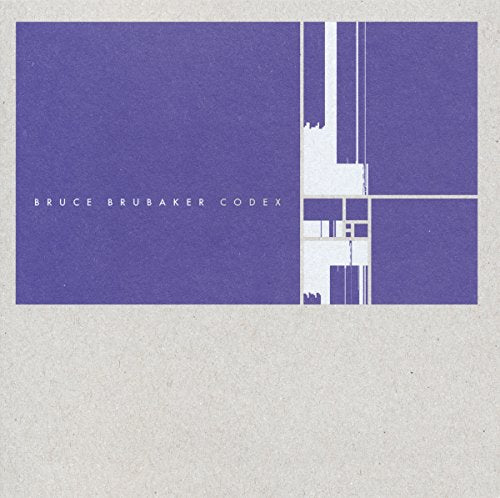 Purple and white album cover with geometric design and text "Bruce Brubaker Codex".