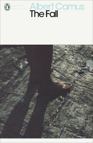 Book cover of "The Fall" by Albert Camus, showing a foot on wet cobblestones.