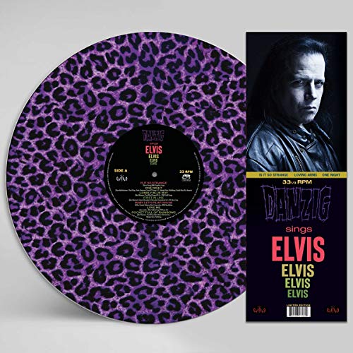 Vinyl record with purple leopard print and album cover featuring Danzig.