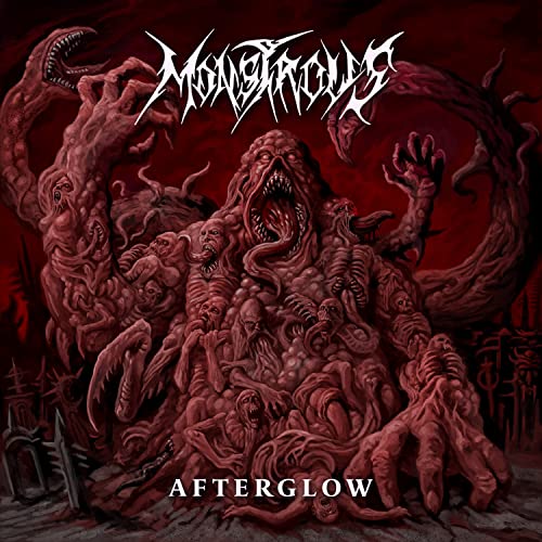 Dark, detailed album cover depicting a monstrous, fleshy figure with faces.