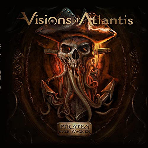 Pirate skull with tentacles and anchors, album cover for Visions of Atlantis.