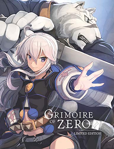 Anime-style artwork of a girl and a large white wolf, "Grimoire of Zero" text.