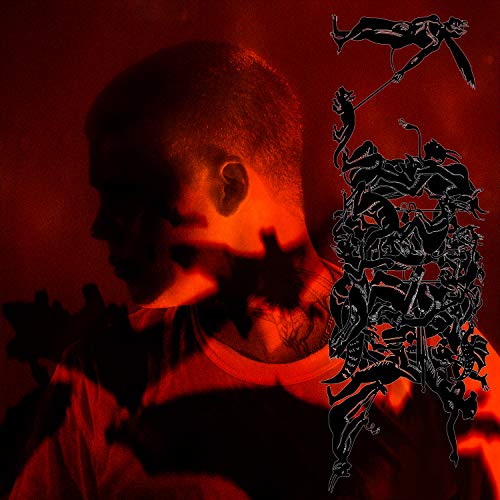 Red-toned album cover featuring Yung Lean’s profile and abstract figures.