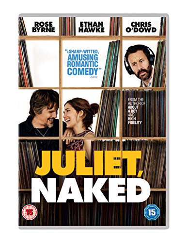 DVD cover for "Juliet, Naked" with grid of photos and vinyl records.