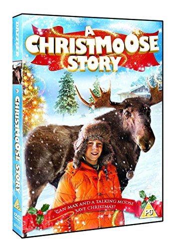 DVD case for "A Christmoose Story" featuring a child and a moose in a snowy scene.