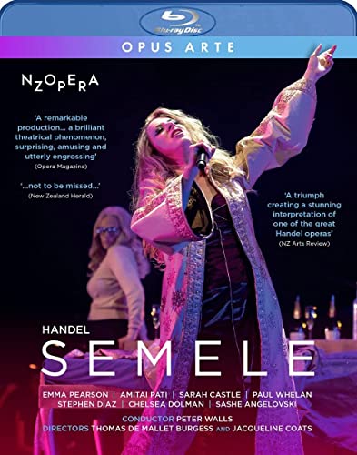 Blu-ray cover for "Semele" opera, featuring a soprano in costume.
