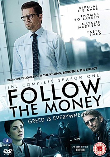 "Follow the Money" DVD cover featuring a man in a white shirt and tie.