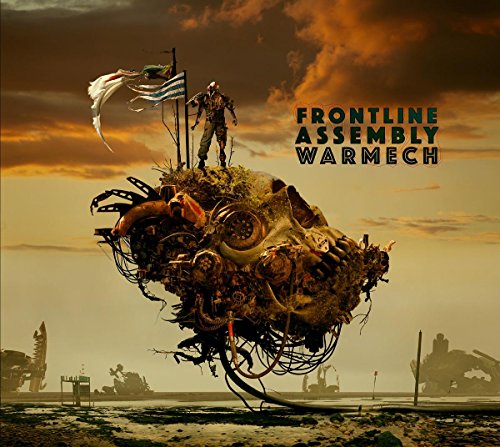 Album cover: figure atop a mechanical skull, tanks in background.