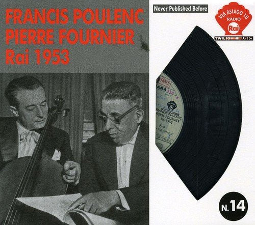 CD cover featuring Poulenc and Fournier, with a vinyl record image.