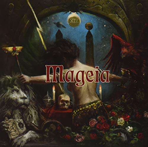 Mageia CD cover: figure with lion, bird, skull, and candles.