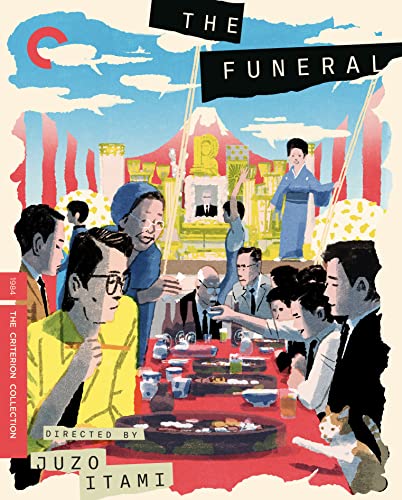 Stylized illustration of people gathered around a table for a meal and funeral.