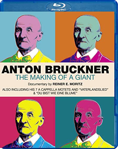 Blu-ray cover featuring four colorful portraits of composer Anton Bruckner.