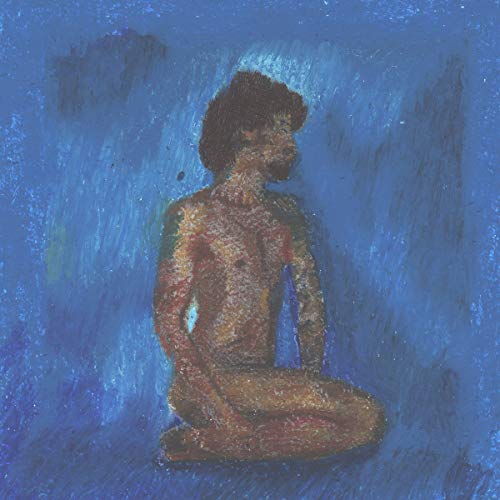 Painted portrait of a seated man with dark, textured brushstrokes.