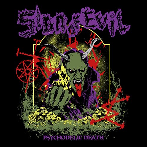Album cover: demonic figure with horns, red splashes, and skull details.