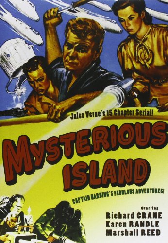 DVD cover for "Mysterious Island" featuring adventurers and airplanes.