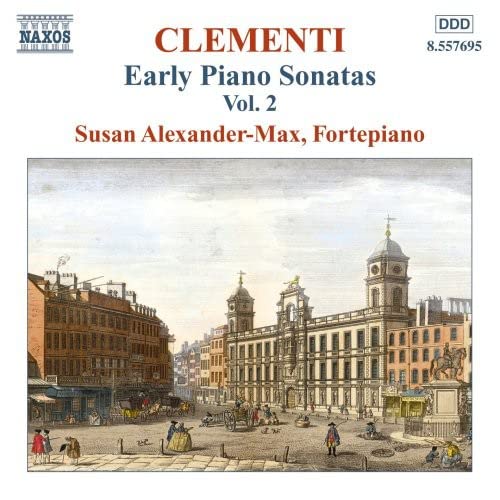 CD cover: Clementi sonatas, featuring a vintage street scene illustration.