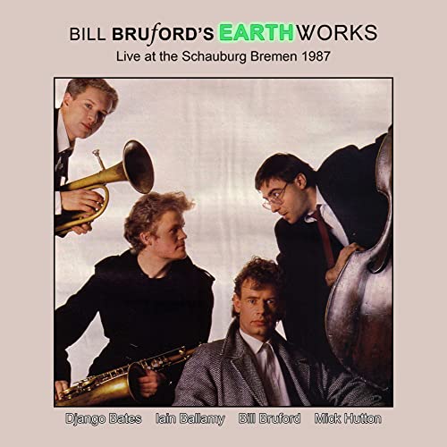 CD cover for Bill Bruford’s Earthworks live album, featuring four musicians.