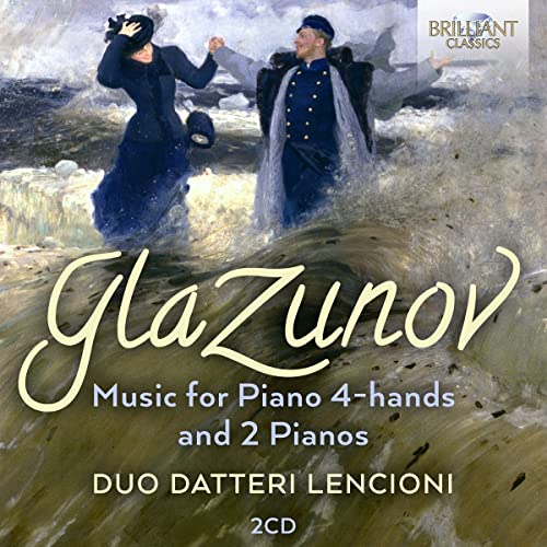 CD cover for Glazunov piano music featuring a painting of two figures.