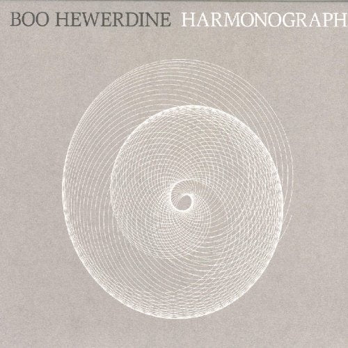 Album cover with white spiral design on grey background, titled "Boo Hewerdine - Harmonograph".