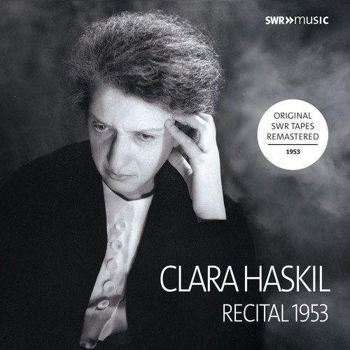 Black and white CD cover featuring a portrait of Clara Haskil, a classical pianist.