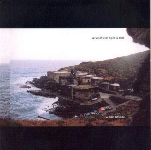 CD cover: coastal buildings, ocean view, text “variations for piano & tape”.