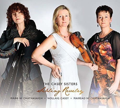 Three women with musical instruments, CD cover for "Sibling Revelry.