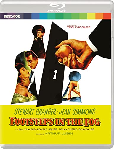 Blu-ray cover for "Footsteps in the Fog" featuring dramatic film artwork.