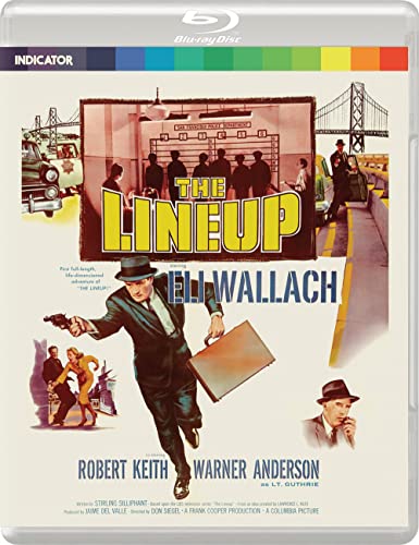 Blu-ray cover for "The Lineup" featuring a man running with a briefcase.