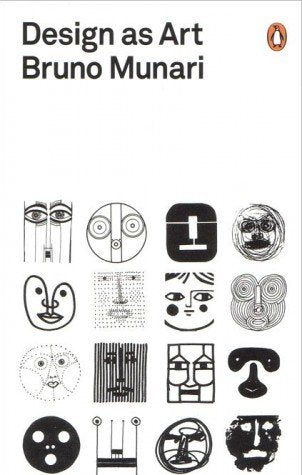 "Book cover with 'Design as Art' title, featuring various black abstract designs on a white background."