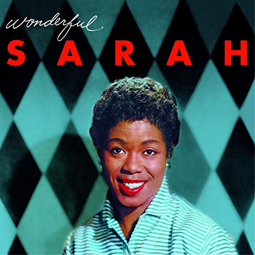 CD cover featuring Sarah Vaughan’s portrait against a diamond pattern.