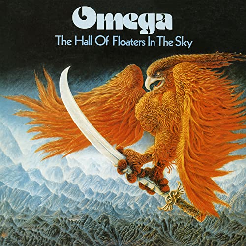 Album cover for Omega featuring a fiery bird of prey with a sword.