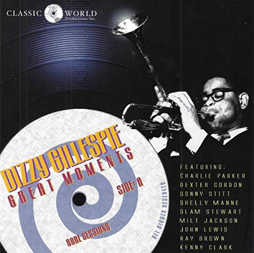 Dizzy Gillespie album cover with a portrait and record design.