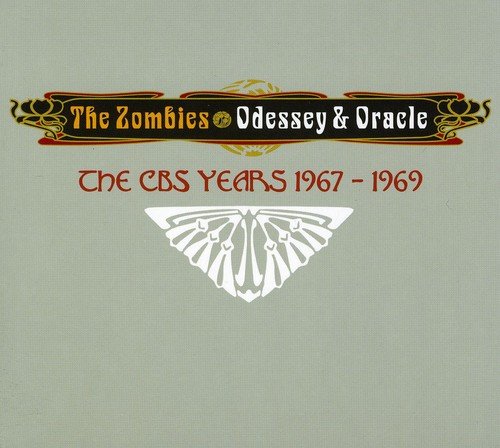 "CD cover with grey background, white moth, and text 'The Zombies Odessey & Oracle'."
