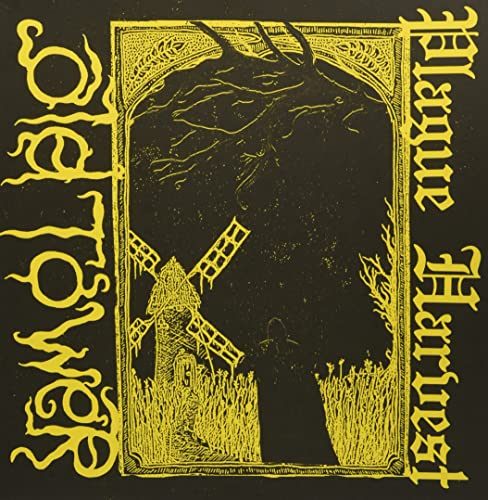 Yellow album cover with ornate lettering, a tree, and a windmill.