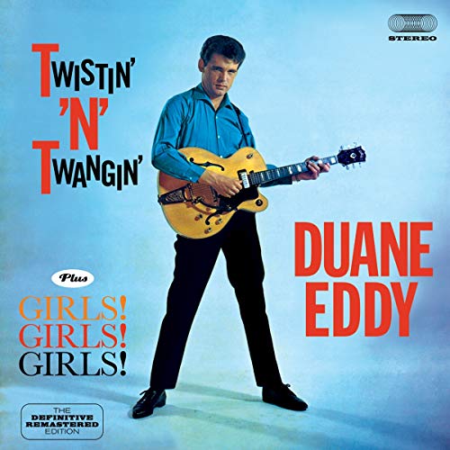 Duane Eddy album cover featuring a guitarist in blue, with red text.