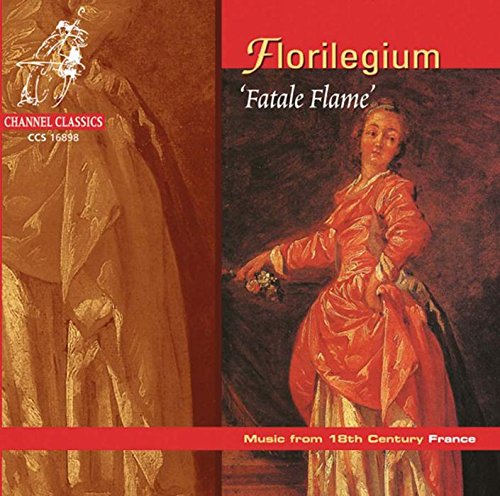"CD cover with 18th-century painting of a woman in red dress holding flowers."