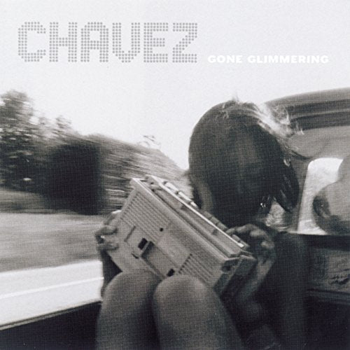 Black and white album cover for Chavez’s “Gone Glimmering” with a blurry figure.