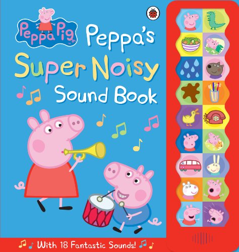 "Peppa Pig children's sound book cover featuring Peppa and George playing musical instruments."