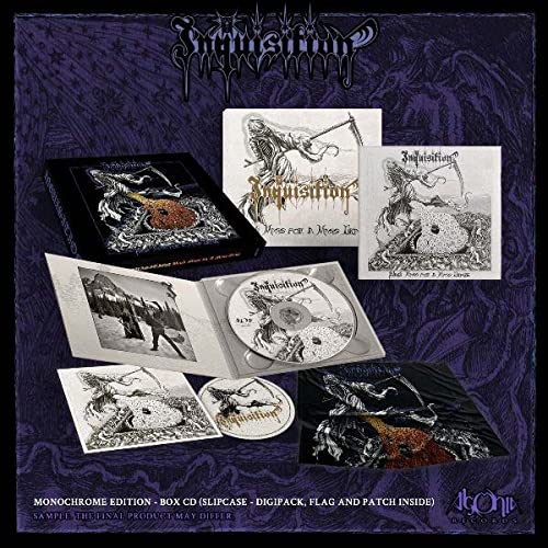 Black box set with CD, flag, patch, and monochrome artwork.