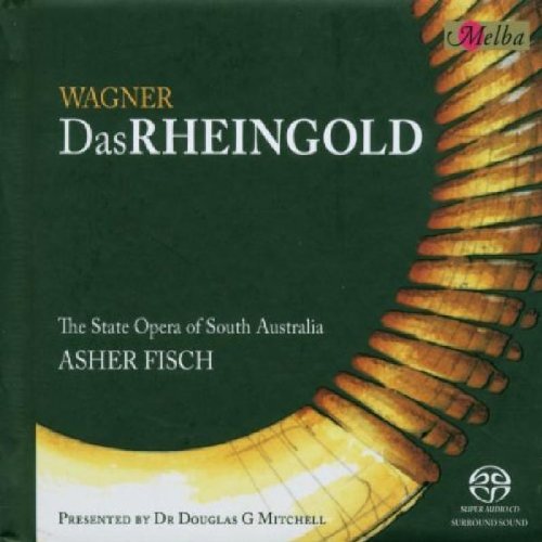 CD cover for Wagner’s *Das Rheingold* featuring a golden horn illustration.