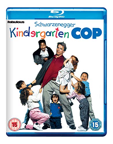 "Blu-ray case with Arnold Schwarzenegger surrounded by children on the cover."