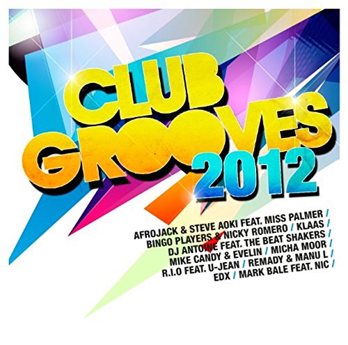 "Album cover with 'Club Grooves 2012' in large text and artist names listed below."