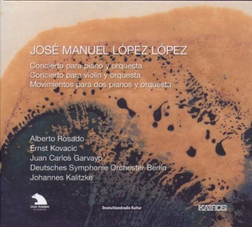 CD cover with orange and black abstract design, featuring white text listing musical compositions.